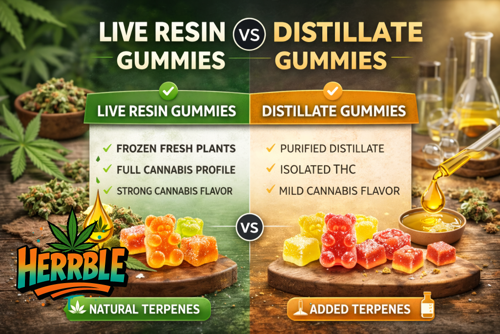 live resin vs distillate gummies
