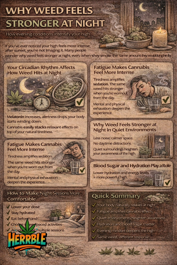 why weed feels stronger at night