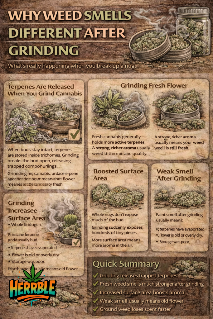 why weed smells different after grinding